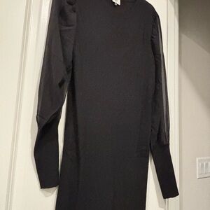 CAbi Black Sheath Dress with Bishop Sleeves